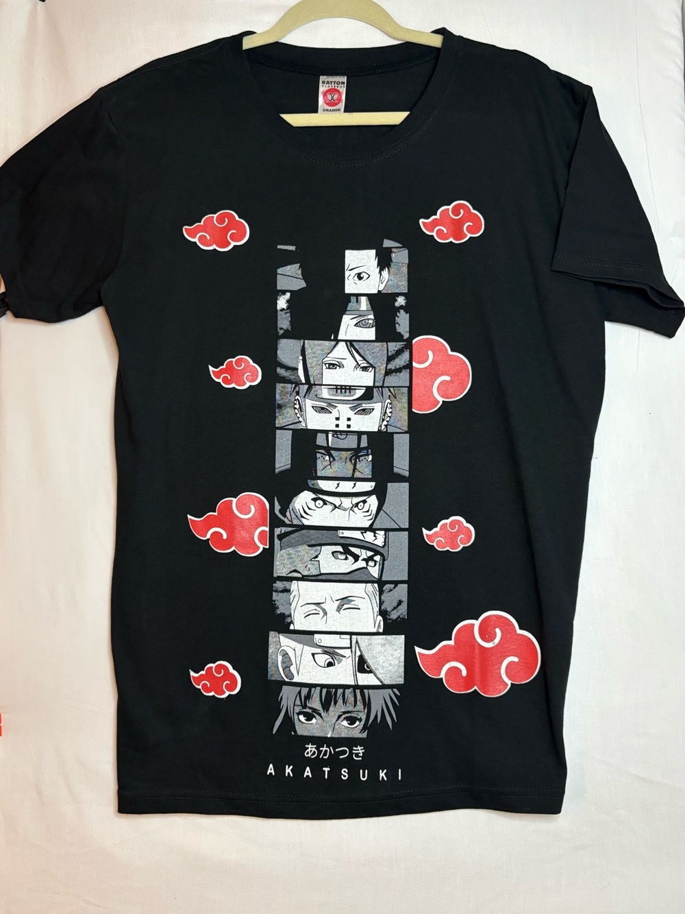 Naruto Akatsuki Graphic Tee L Black Short Sleeve Men's Shirt